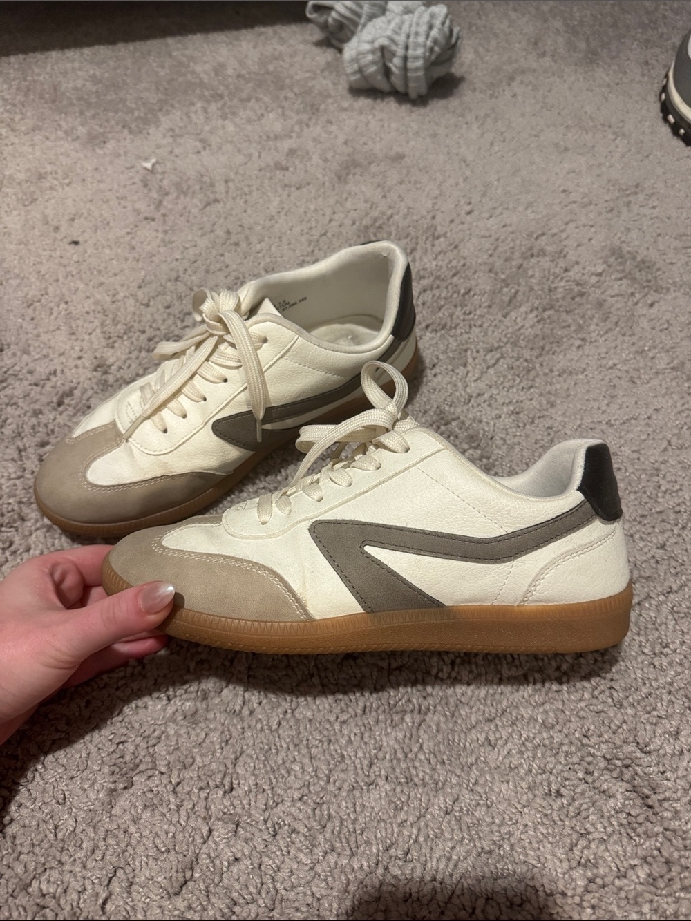 Dolce Vita Cream and Taupe Low-Top Sneakers